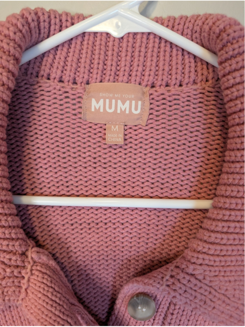 Show Me Your Mumu Crawford Collared Sweater Pink Knit Cropped Medium M Boho - Picture 2 of 6